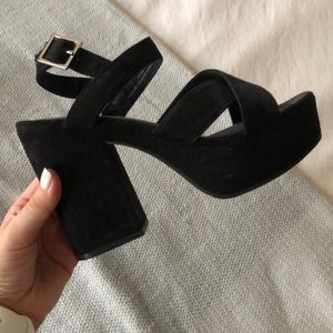Black chunky heels